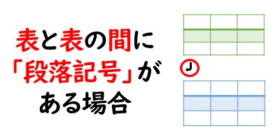 表と表の間の段落記号を表現している画像