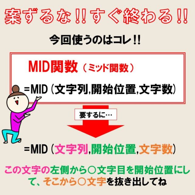 エクセルのMID関数について解説