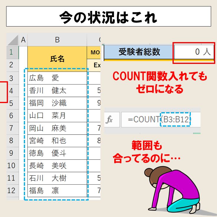 個数を数える関数|COUNTA・COUNT|違いもわかりやすく解説