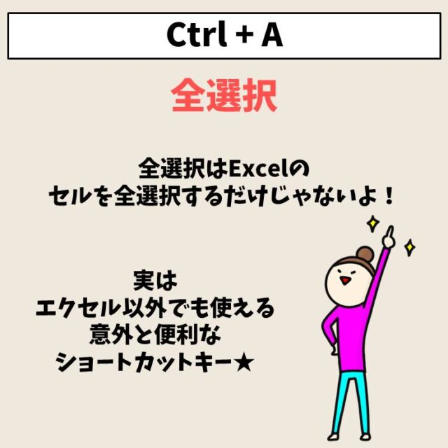 全部選択するショートカットキー｜Ctrl　＋　A