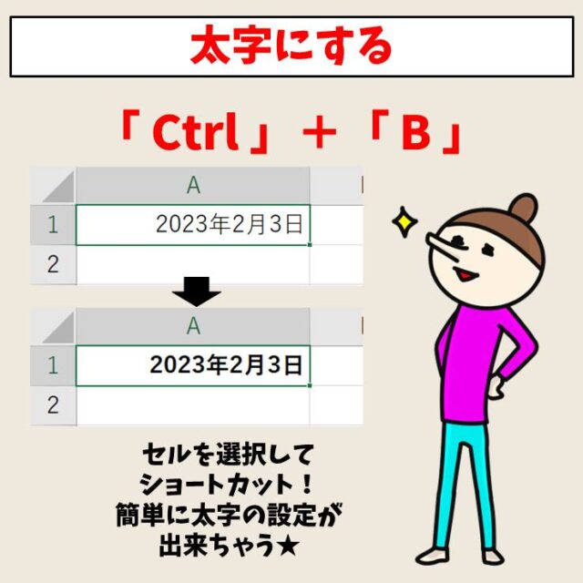 太字にする｜Ctrl + B