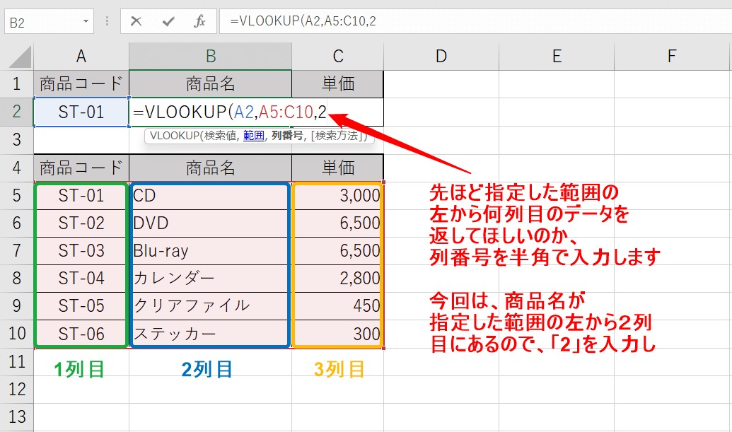 VLOOKUP関数の説明