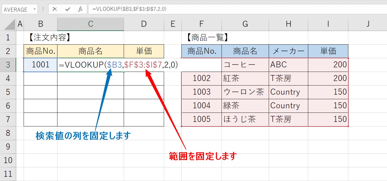 VLOOKUP関数エラーの説明