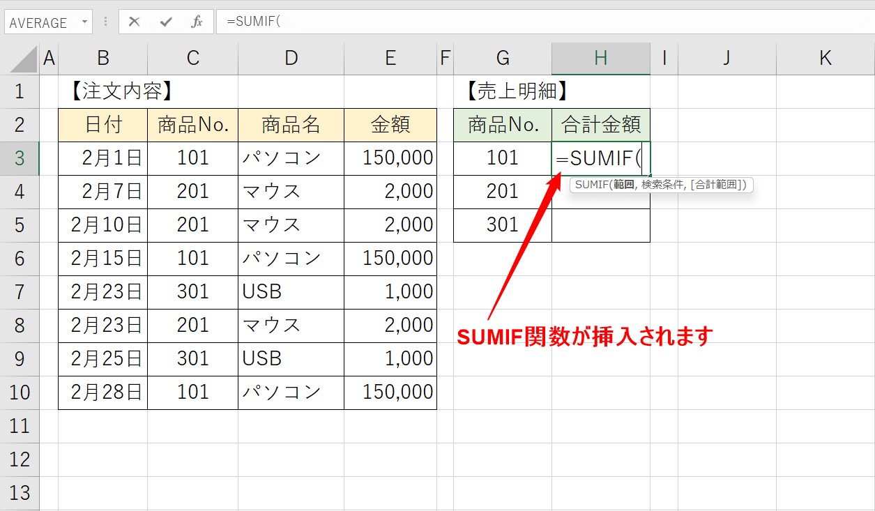 SUMIF関数の説明