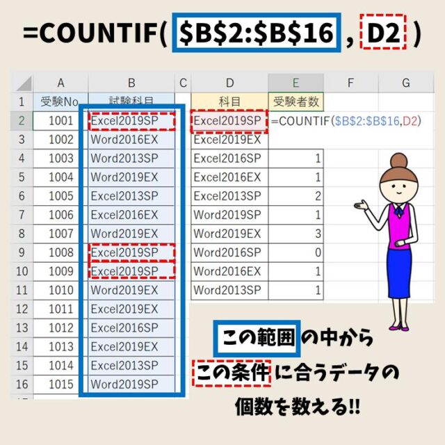 Excel(エクセル)｜COUNTIF関数+ワイルドカードで「を含む」検索