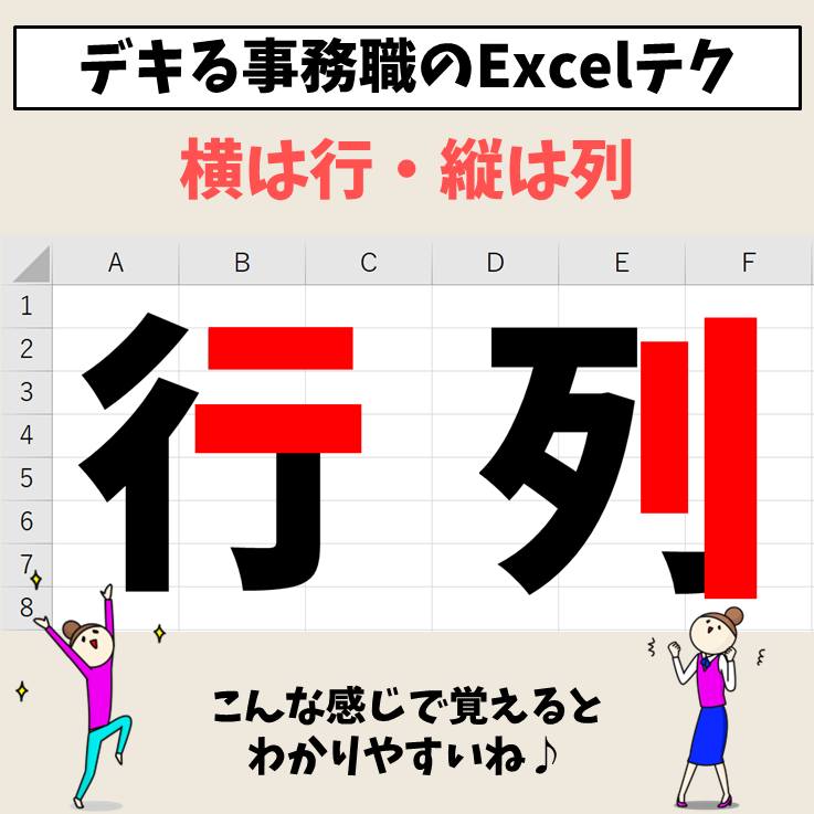 Excel(エクセル)の行列 | 行と列って縦と横どっち?簡単な覚え方