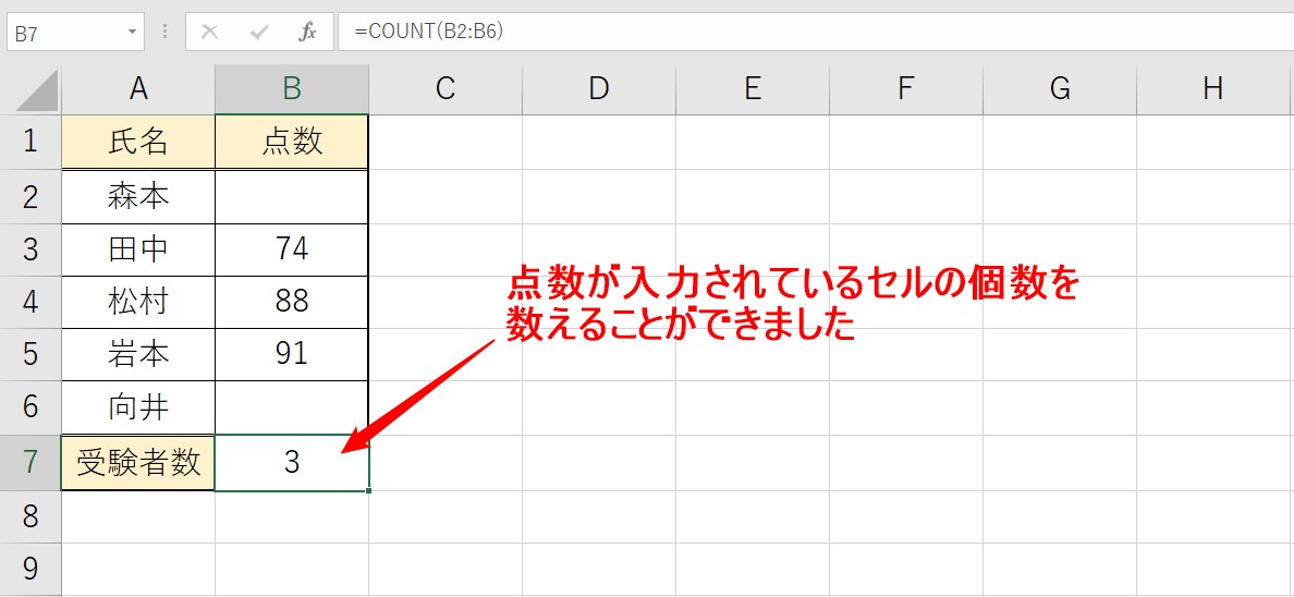 COUNTA・COUNT関数の説明