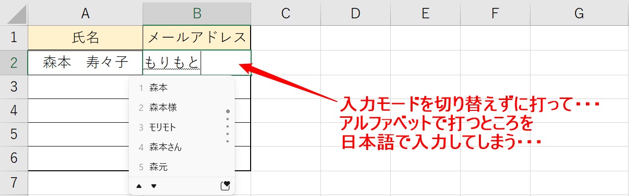 日本語入力モード切替の説明