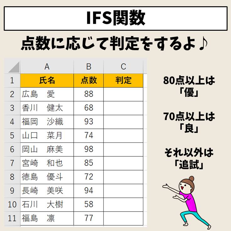 Excel(エクセル)|IFS関数|簡単に複数条件を設定できる