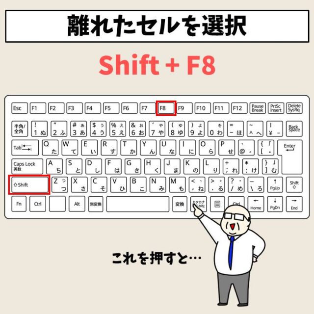 Excel(エクセル)で離れたエリアを選択｜SHIFT＋F8