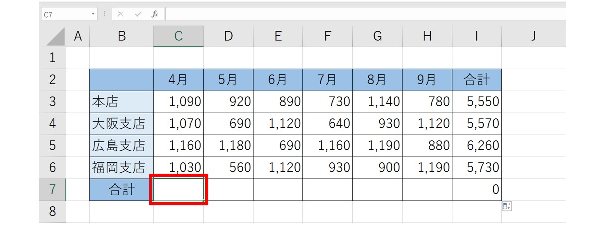 SUM関数を使って合計を出す方法