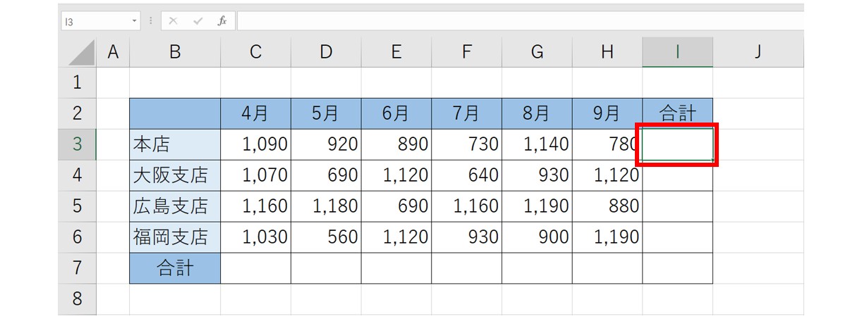 SUM関数を使って合計を出す方法