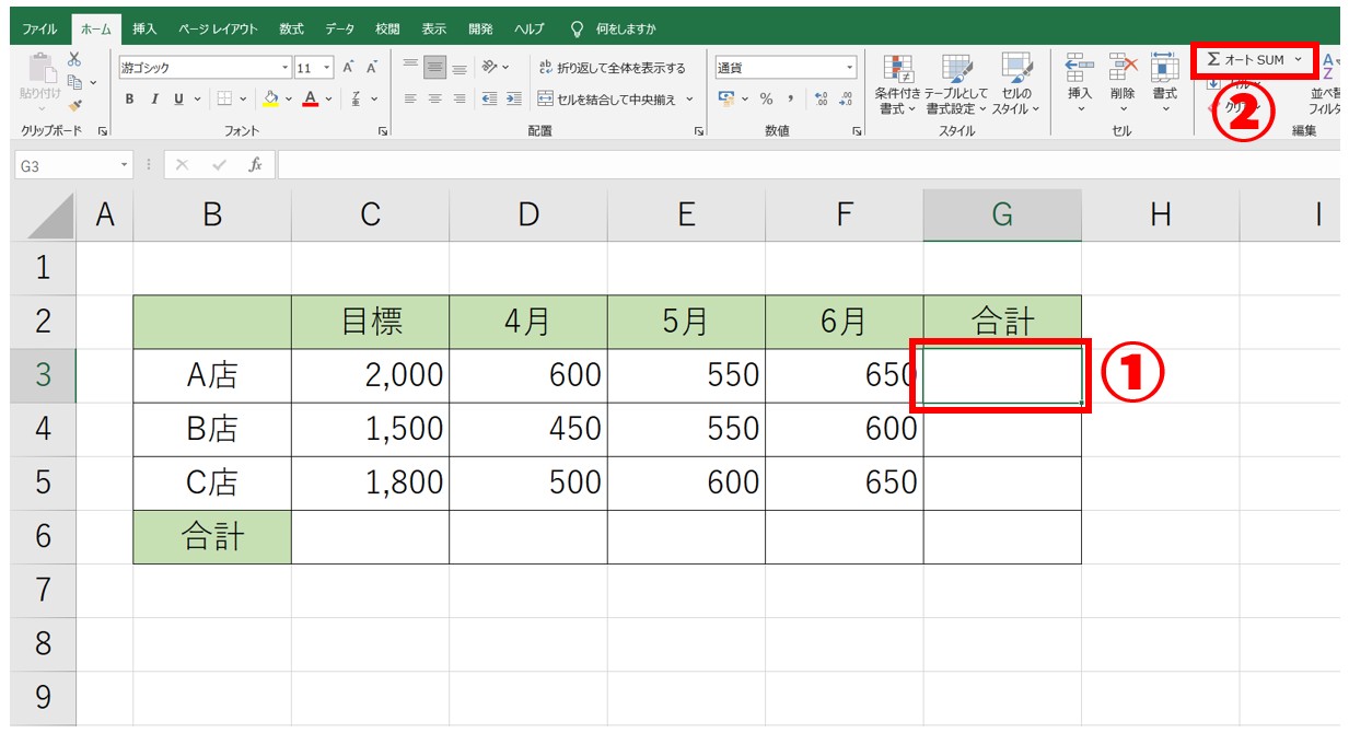 エクセルで合計を求める方法