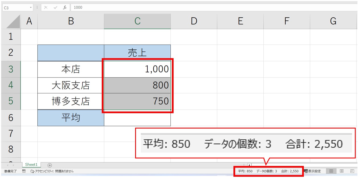 エクセル 平均を知る方法