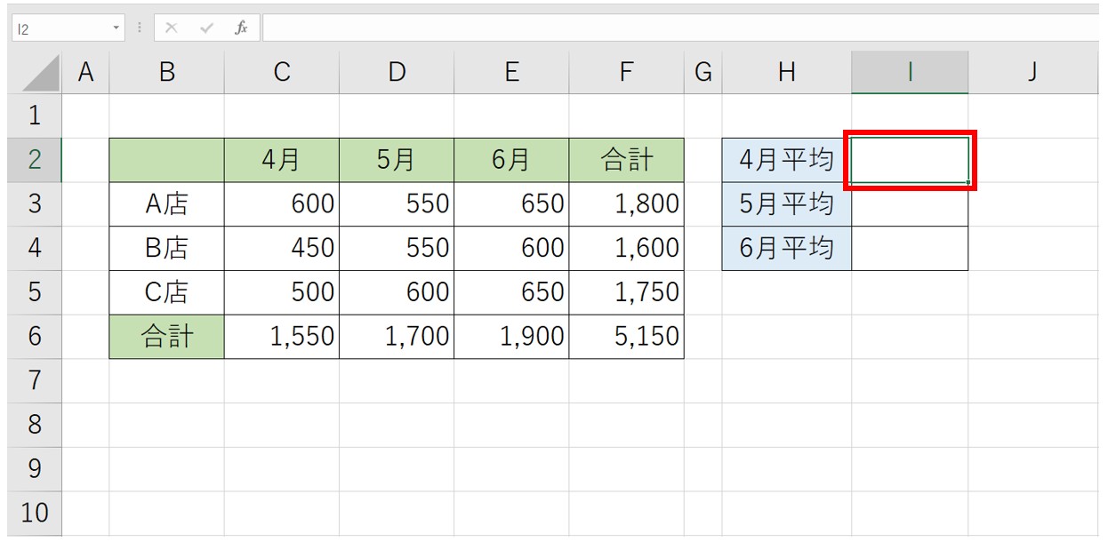 エクセル 平均を計算する方