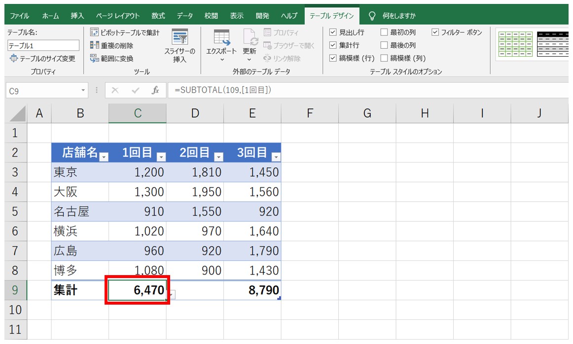 Excel(エクセル)テーブルの作り方と使い方