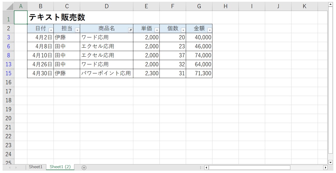 Excel(エクセル)のフィルターでデータを抽出する方法