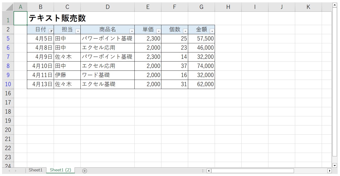 Excel(エクセル)のフィルターでデータを抽出する方法