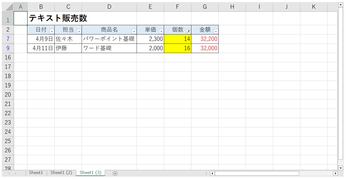 Excel(エクセル)のフィルターでデータを抽出する方法