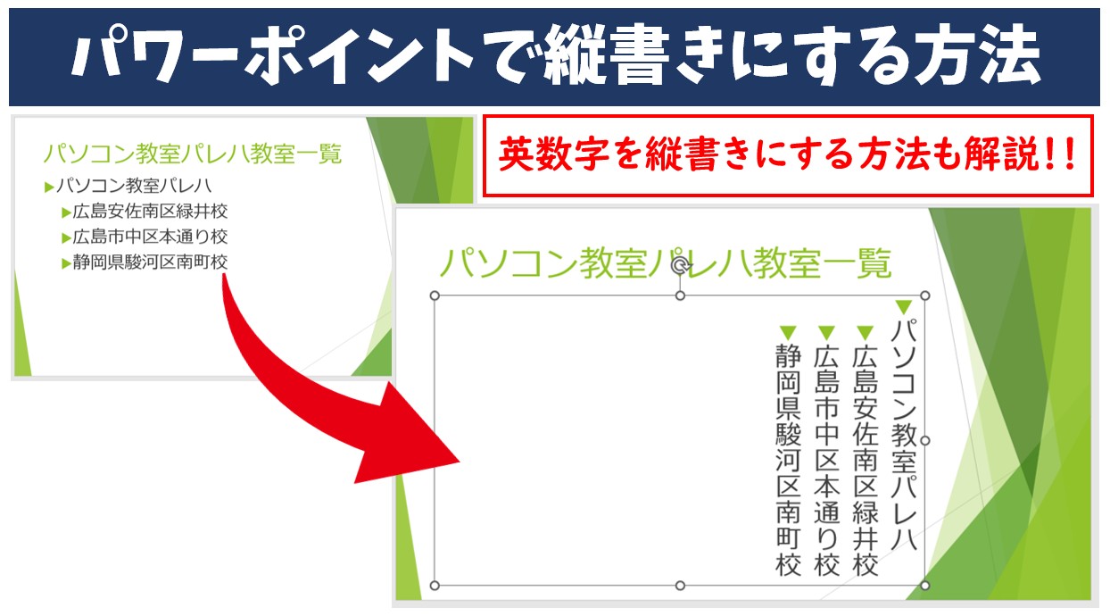 パワーポイントで縦書きにする方法