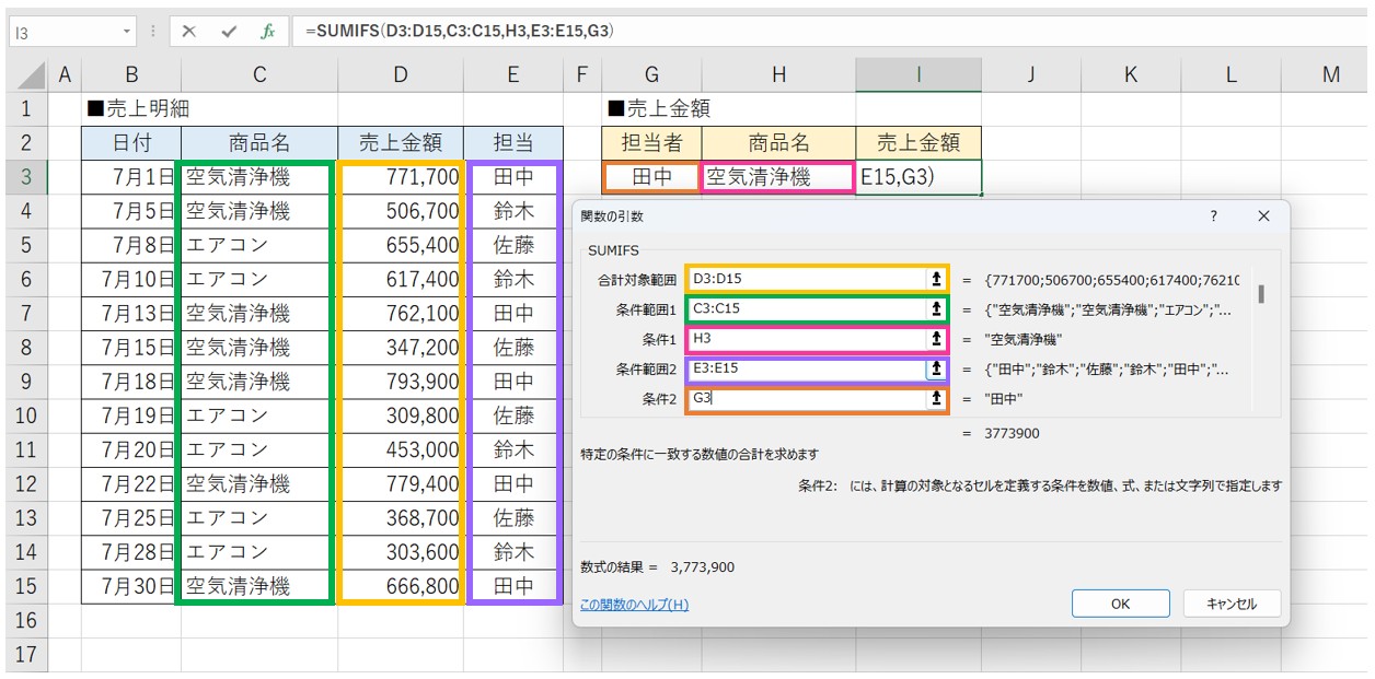 SUMIFS関数の使い方