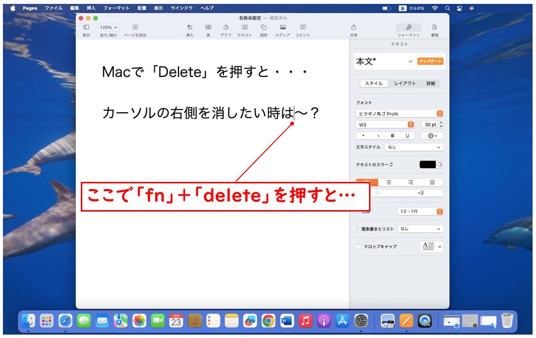 MacのDeleteキー