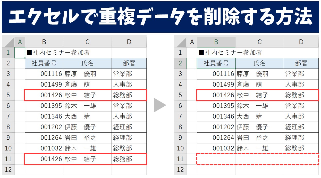 エクセルで重複データを削除する方法