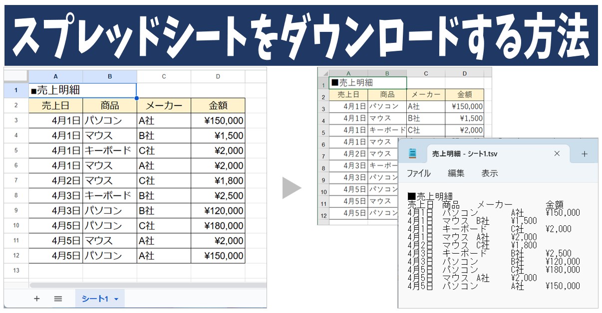 Googleスプレッドシートをダウンロードする方法