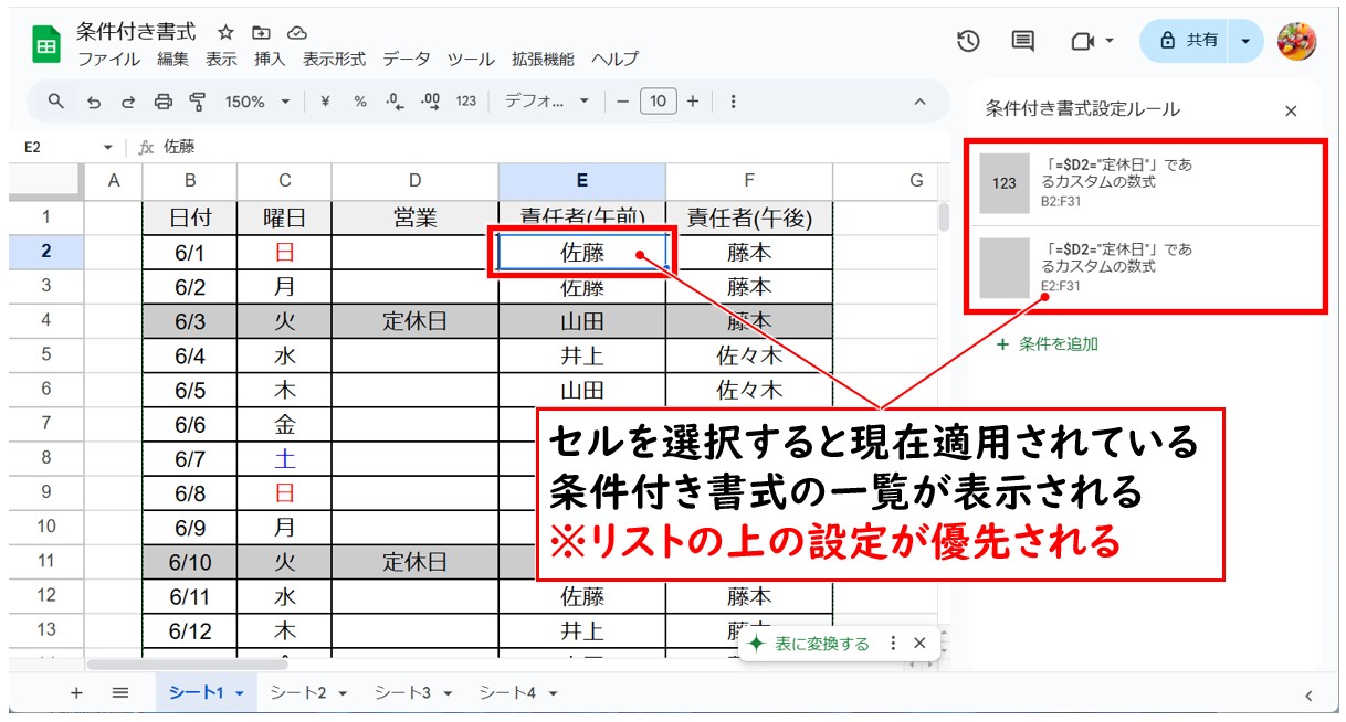 Googleスプレッドシートの条件付き書式の使い方