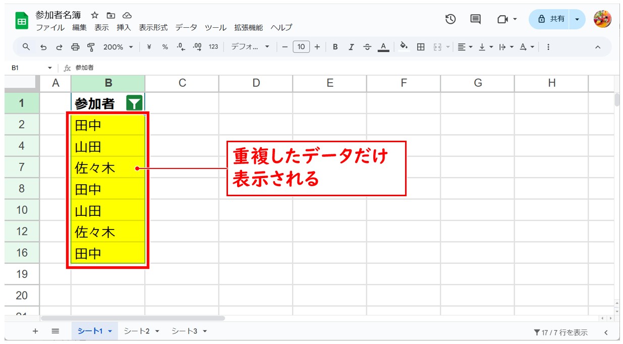 スプレッドシート 重複 色付け