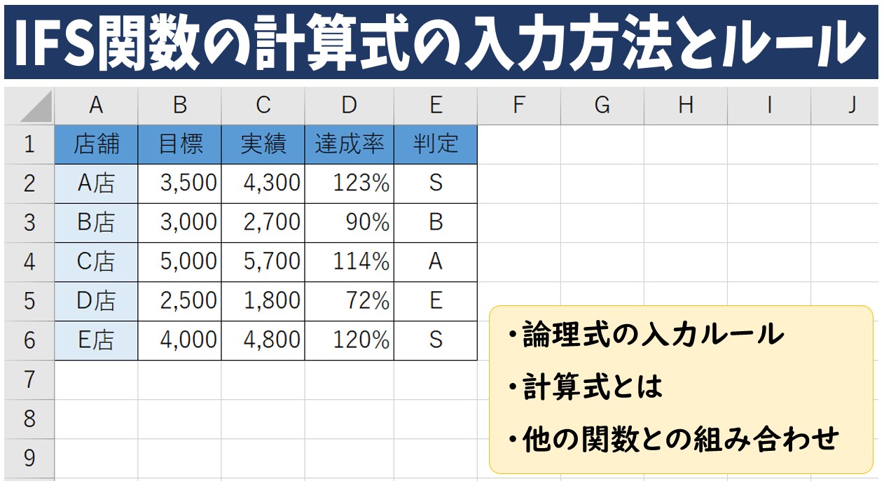 IFS関数の計算式を入れる方法