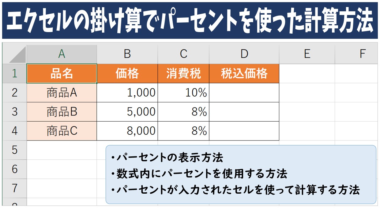 エクセルの掛け算でパーセントを使った計算方法