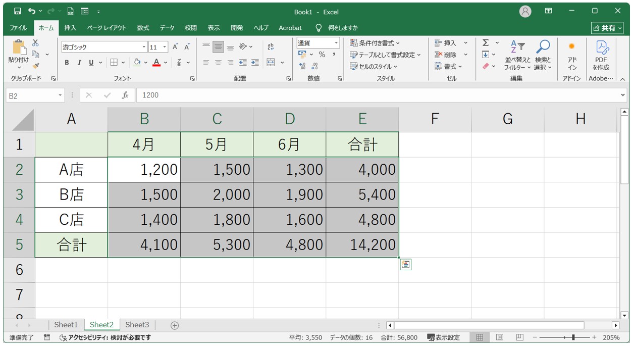 エクセル 足し算 ショートカット(Shif+Alt+＝)