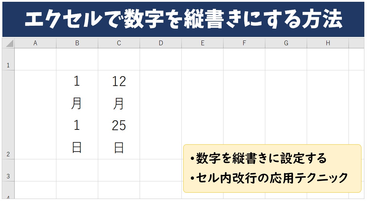 エクセルで数字を縦書きにする方法 