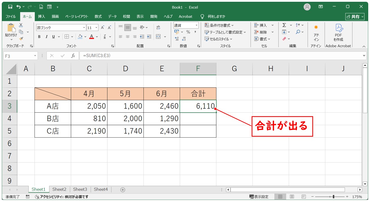 SUM関数をショートカットで入力する方法