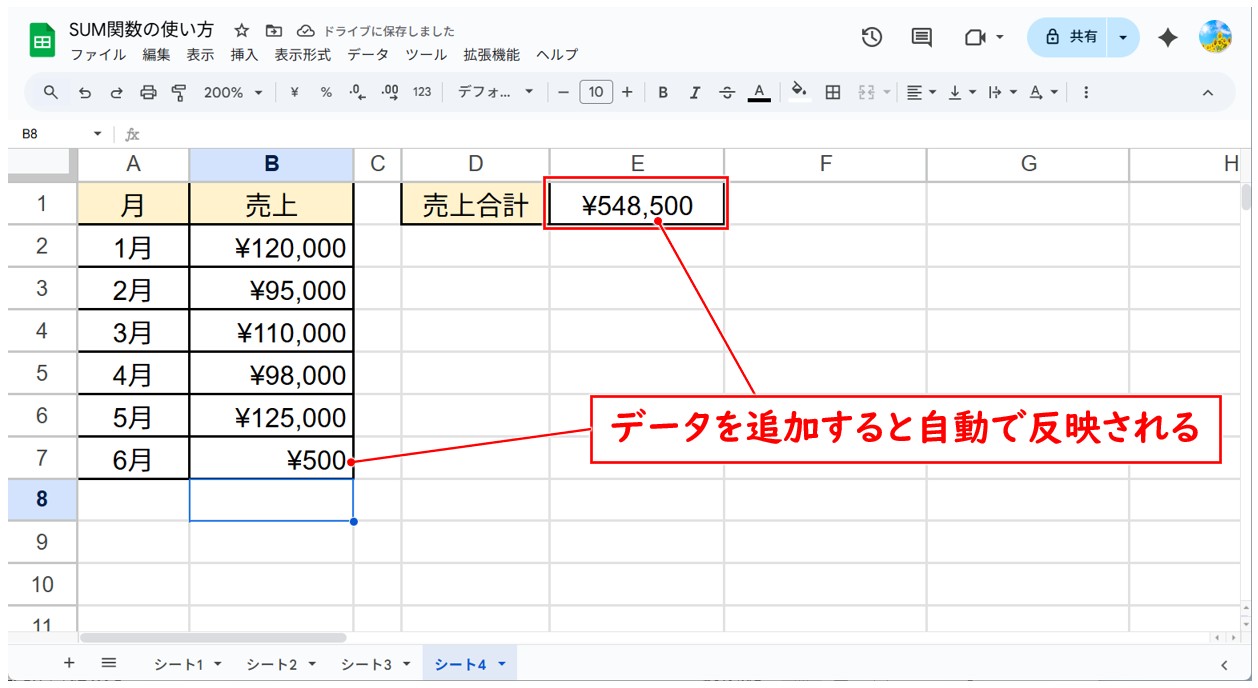 SUM関数で列全体を指定する方法