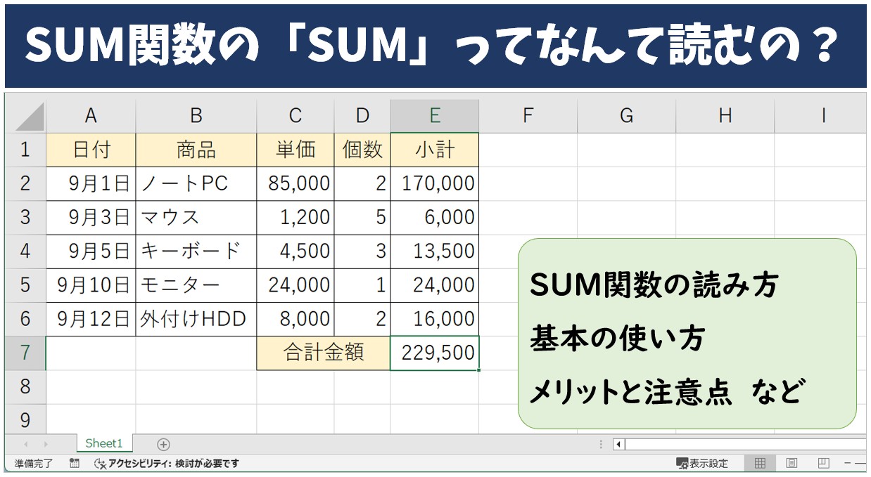 SUM関数の「SUM」ってなんて読むの？

