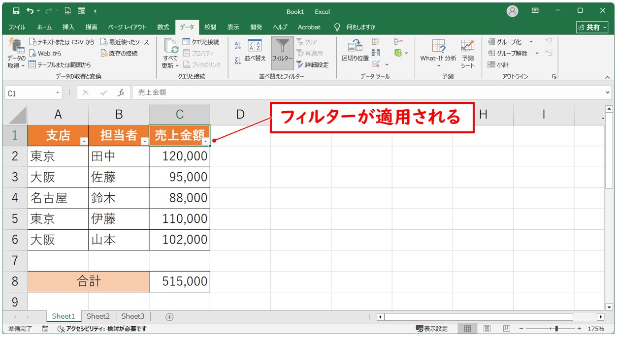 SUM関数とSUBTOTAL関数の違い