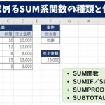 合計を求めるSUM系関数の種類と使い分け