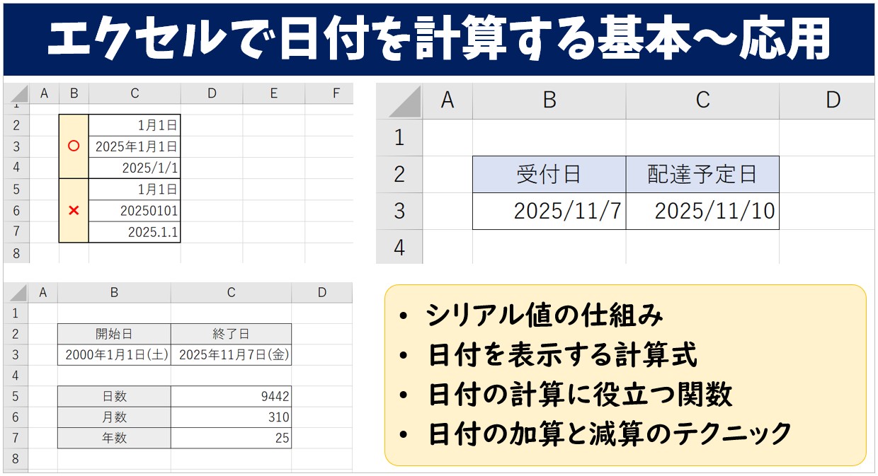 エクセルで日付を計算する基本~応用