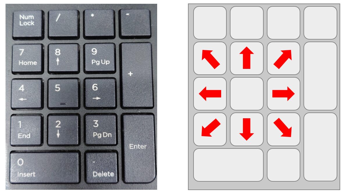 テンキーでポインターを移動する