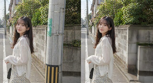 電柱を消した画像のビフォーアフター