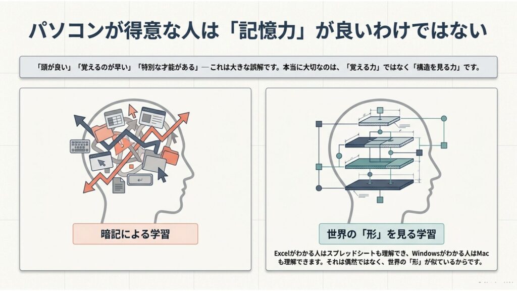 パソコンが得意な方は記憶力が良いわけではない