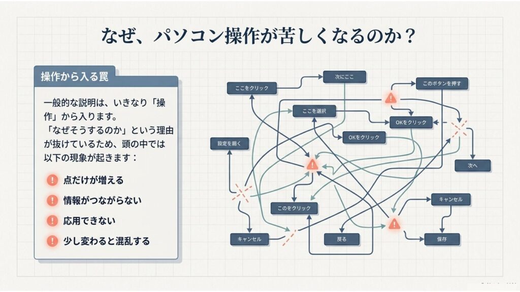 なぜ多くの方はパソコン操作が苦しくなるのか?