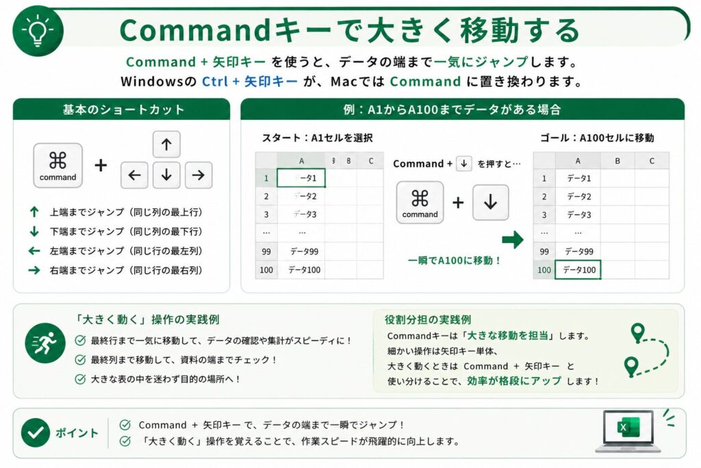 Commandキーで大きく移動する