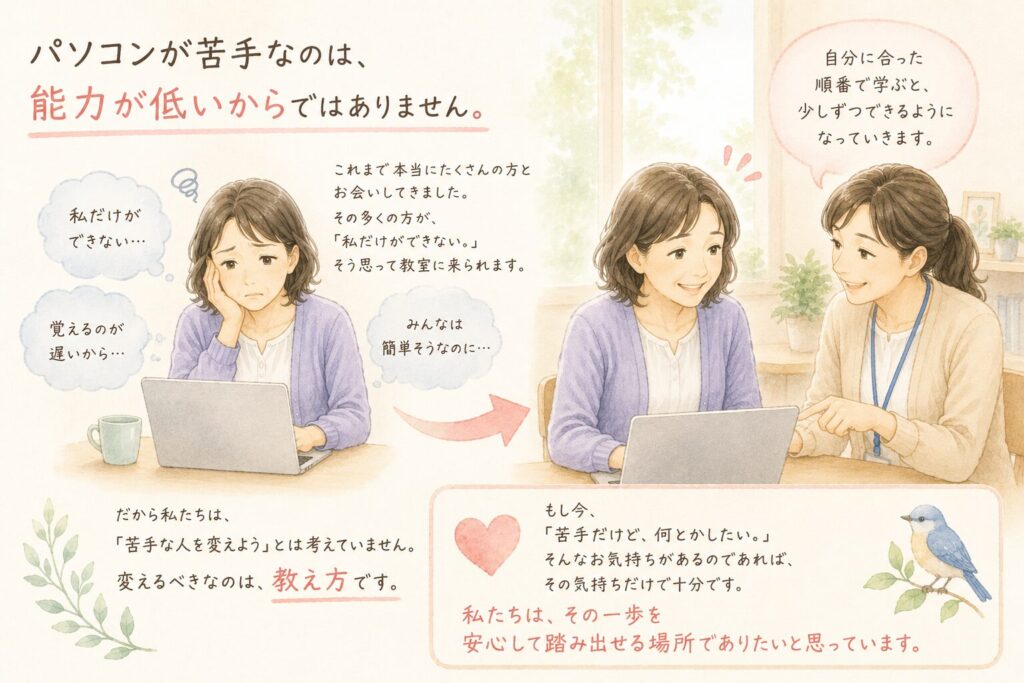 パソコンが苦手なのは、能力が低いからではありません。