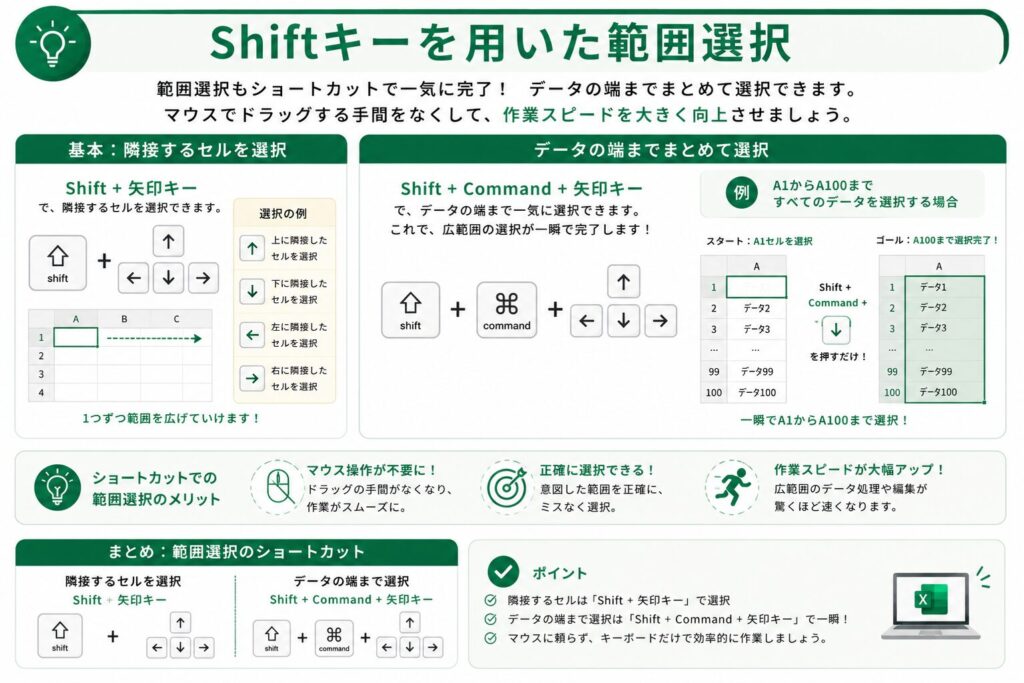Shiftキーを用いた範囲選択