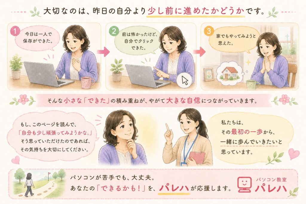 大切なのは、昨日の自分より少し前に進めたかどうかです。
