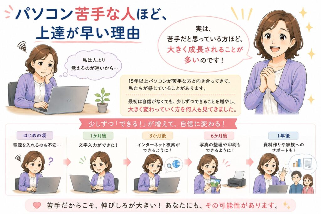 パソコン苦手な人ほど、上達が早い理由