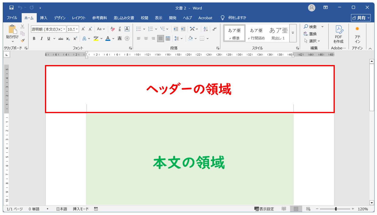 ヘッダー・本文など編集場所が異なっている